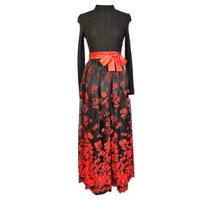 Vintage 60s 70s Lurex Burnout Tulle Huey Waltzer Maxi Dress